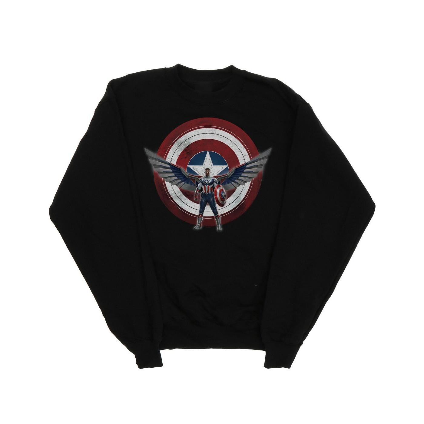 Falcon And The Winter Soldier Captain America Shield Pose Sweatshirt Jungen Schwarz 116 von MARVEL