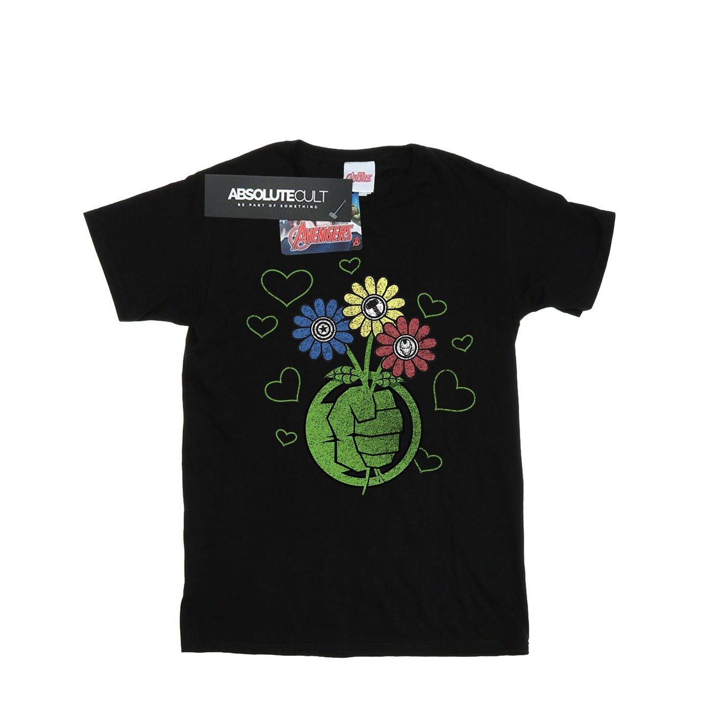 Hulk Flower Fist Tshirt Damen Schwarz 3XL von MARVEL