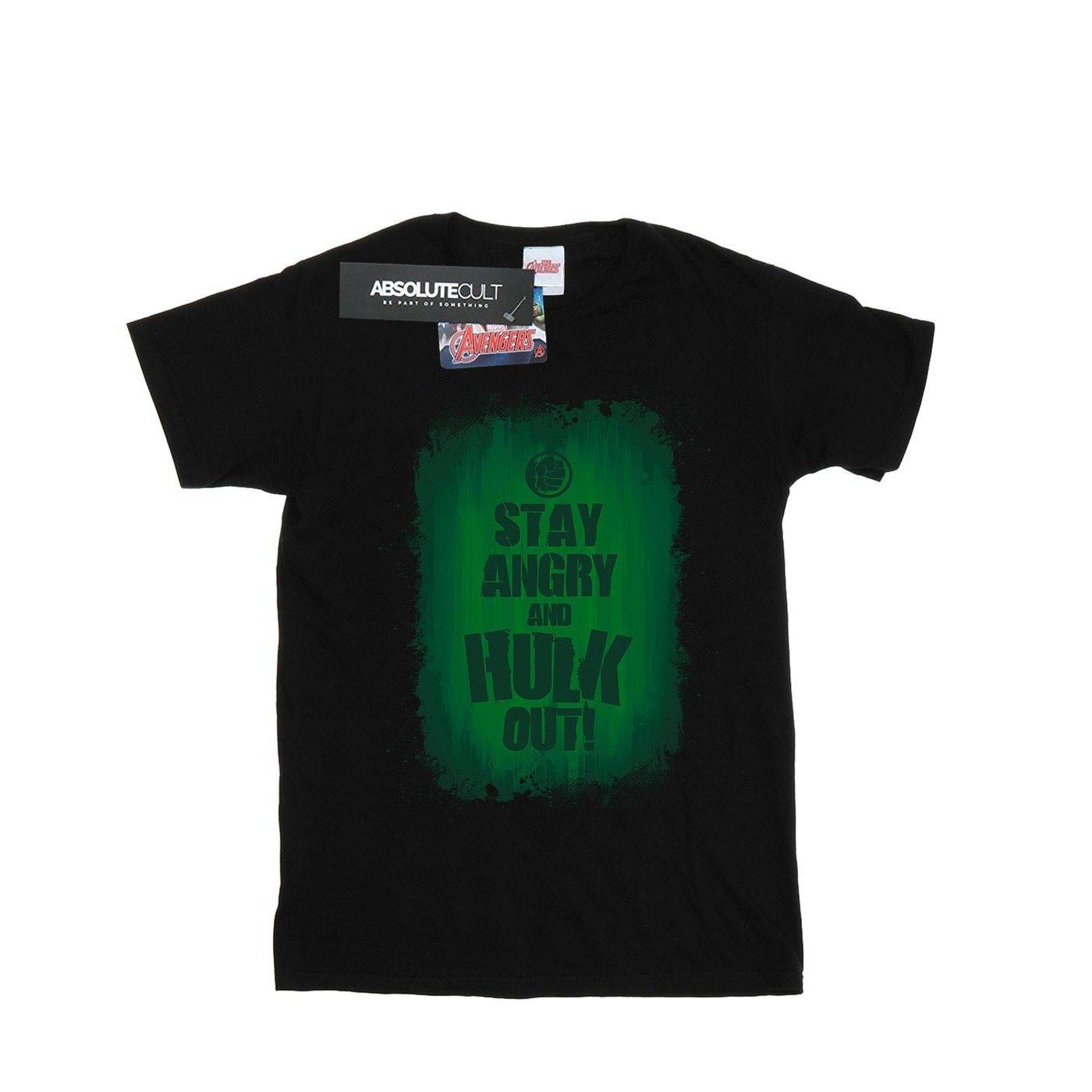 Hulk Stay Angry Tshirt Jungen Schwarz 152-158 von MARVEL