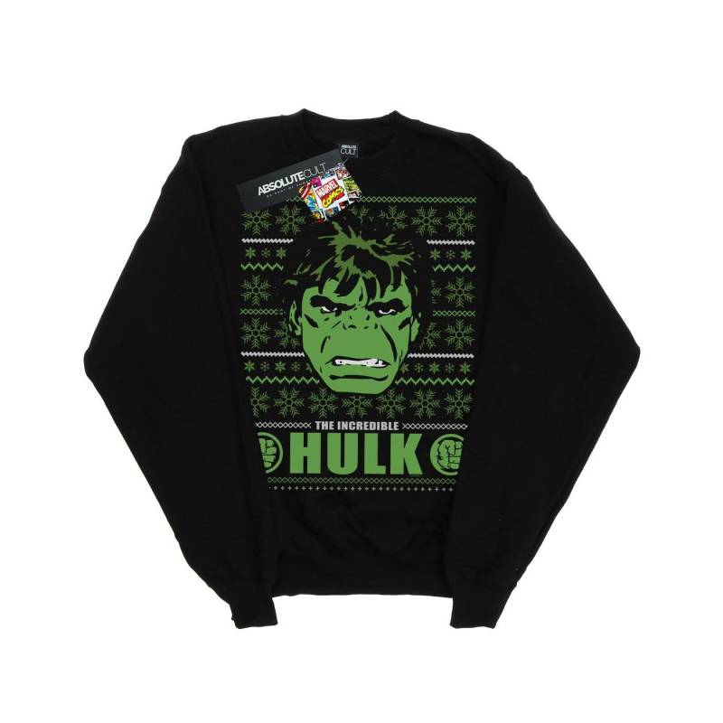 Incredible Hulk Face Fair Isle Sweatshirt Herren Schwarz M von MARVEL