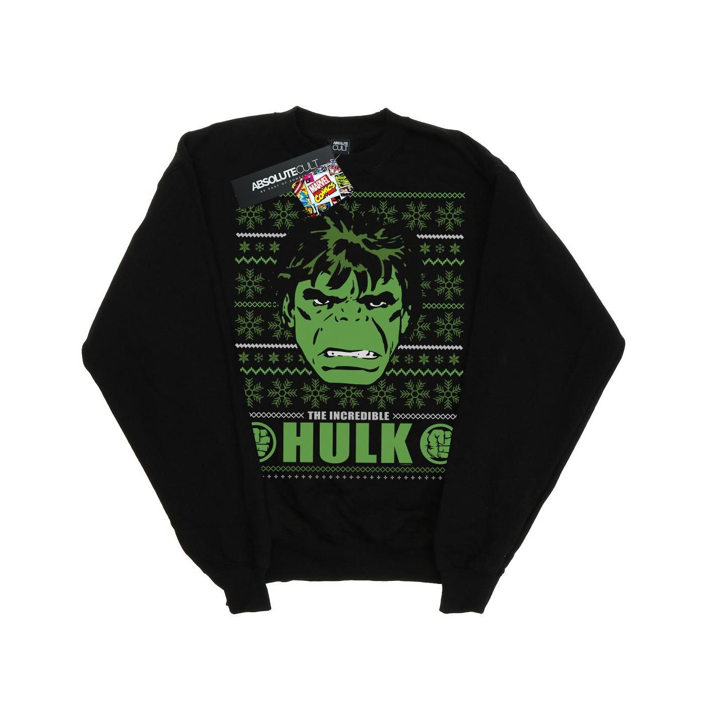 Incredible Hulk Face Fair Isle Sweatshirt Herren Schwarz S von MARVEL