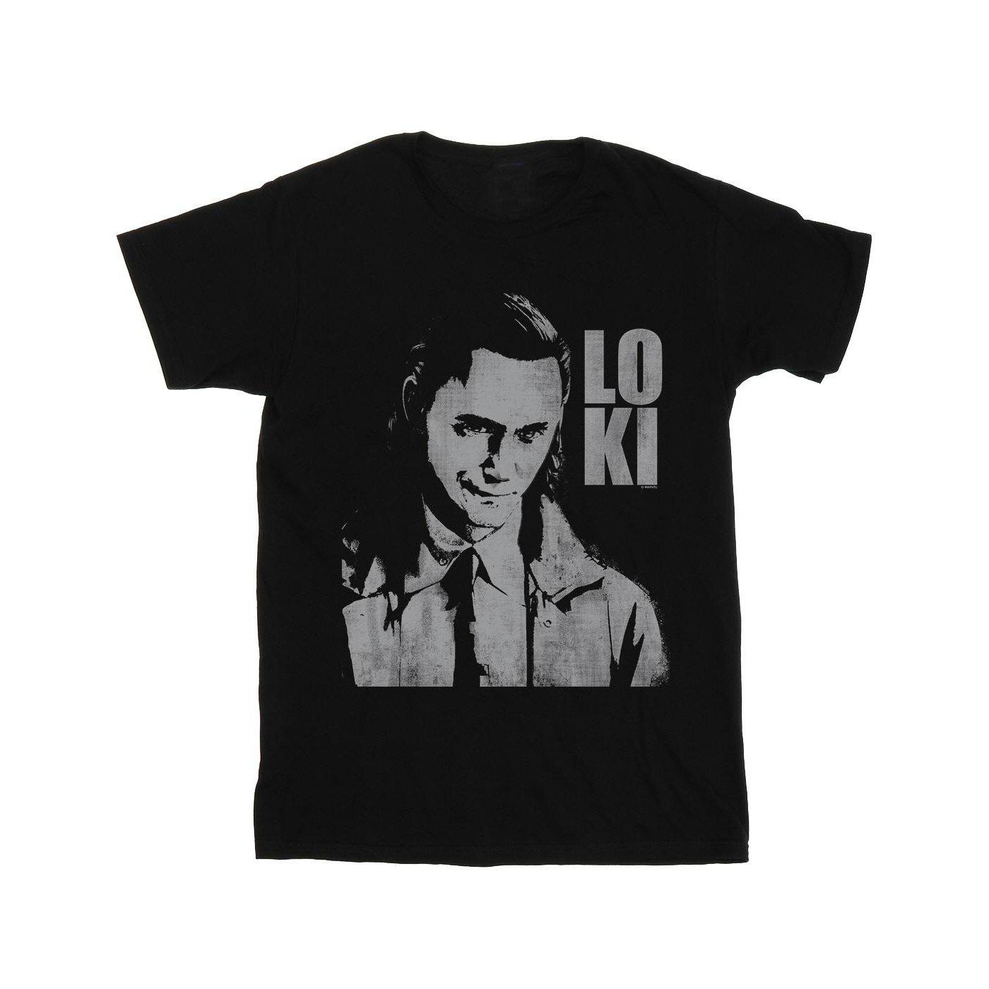 Loki Head Poster Tshirt Jungen Schwarz 116 von MARVEL