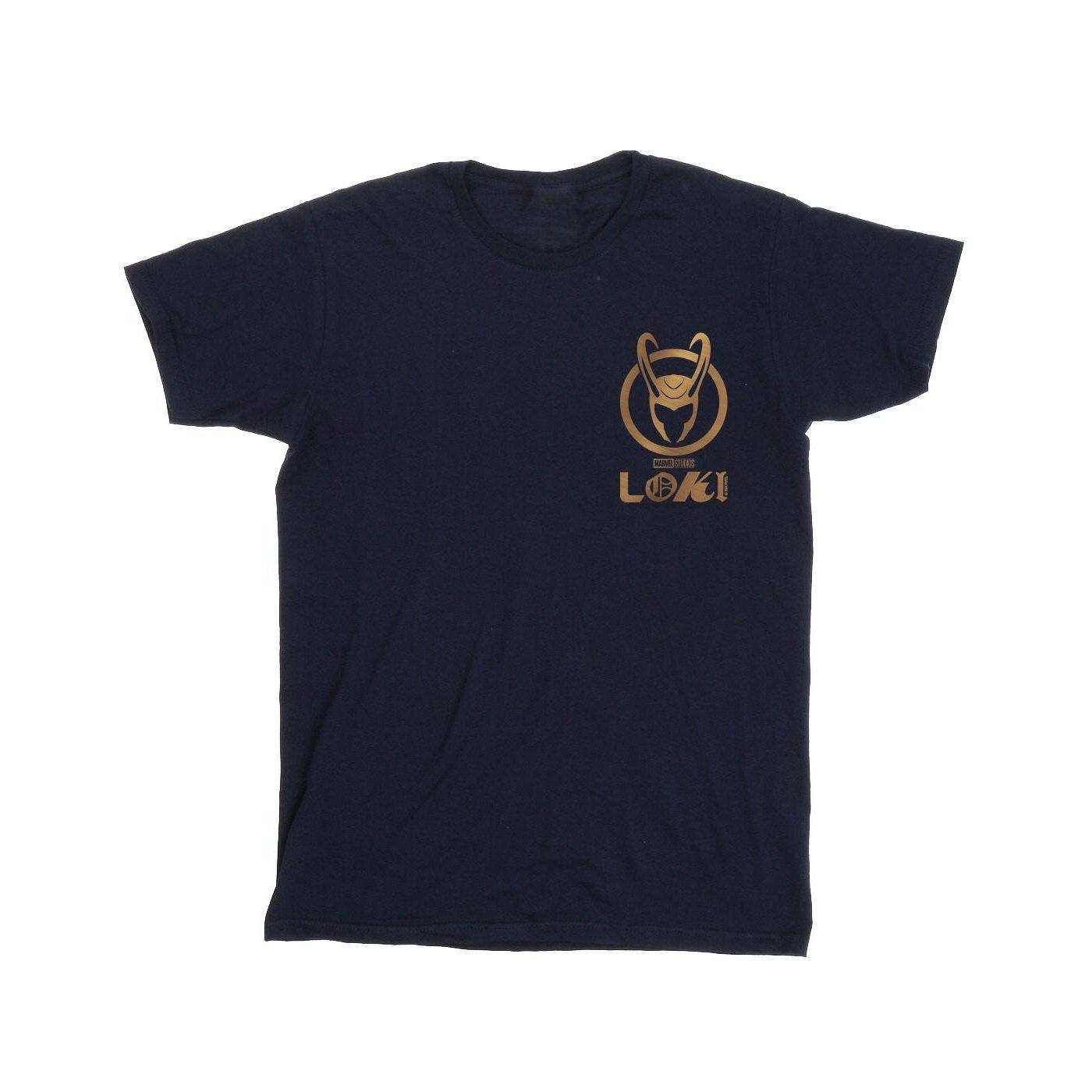 Loki Horn Logo Faux Pocket Tshirt Jungen Marine 140/146 von MARVEL