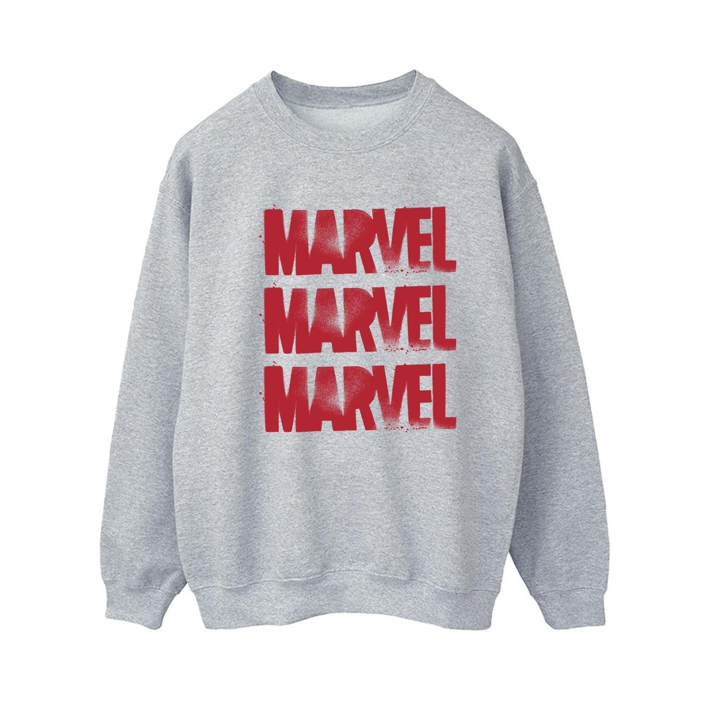 Red Spray Logos Sweatshirt Damen Grau XL von MARVEL