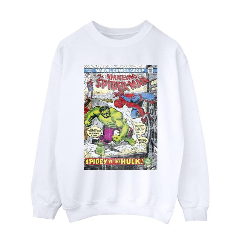 Spiderman Vs Hulk Cover Sweatshirt Damen Weiss XL von MARVEL