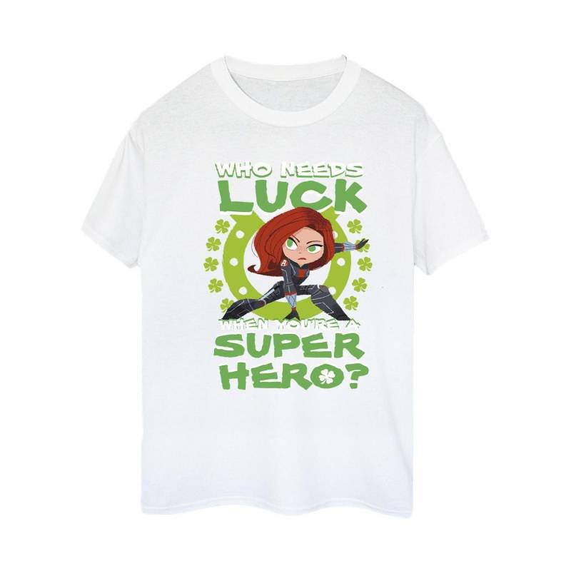 St Patrick's Day Black Widow Luck Tshirt Damen Weiss M von MARVEL