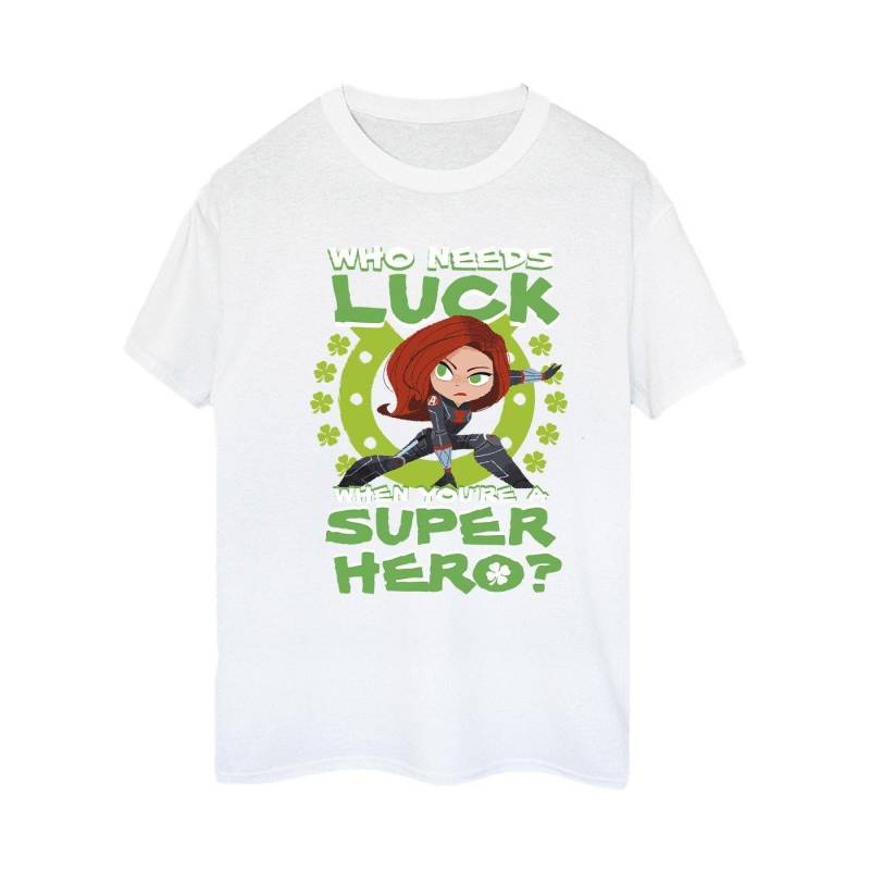 St Patrick's Day Black Widow Luck Tshirt Damen Weiss S von MARVEL