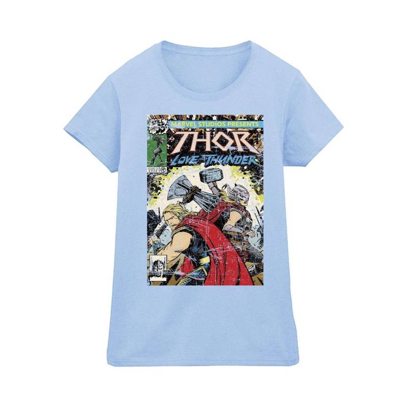 Thor Love And Thunder Vintage Poster Tshirt Damen Blau L von MARVEL