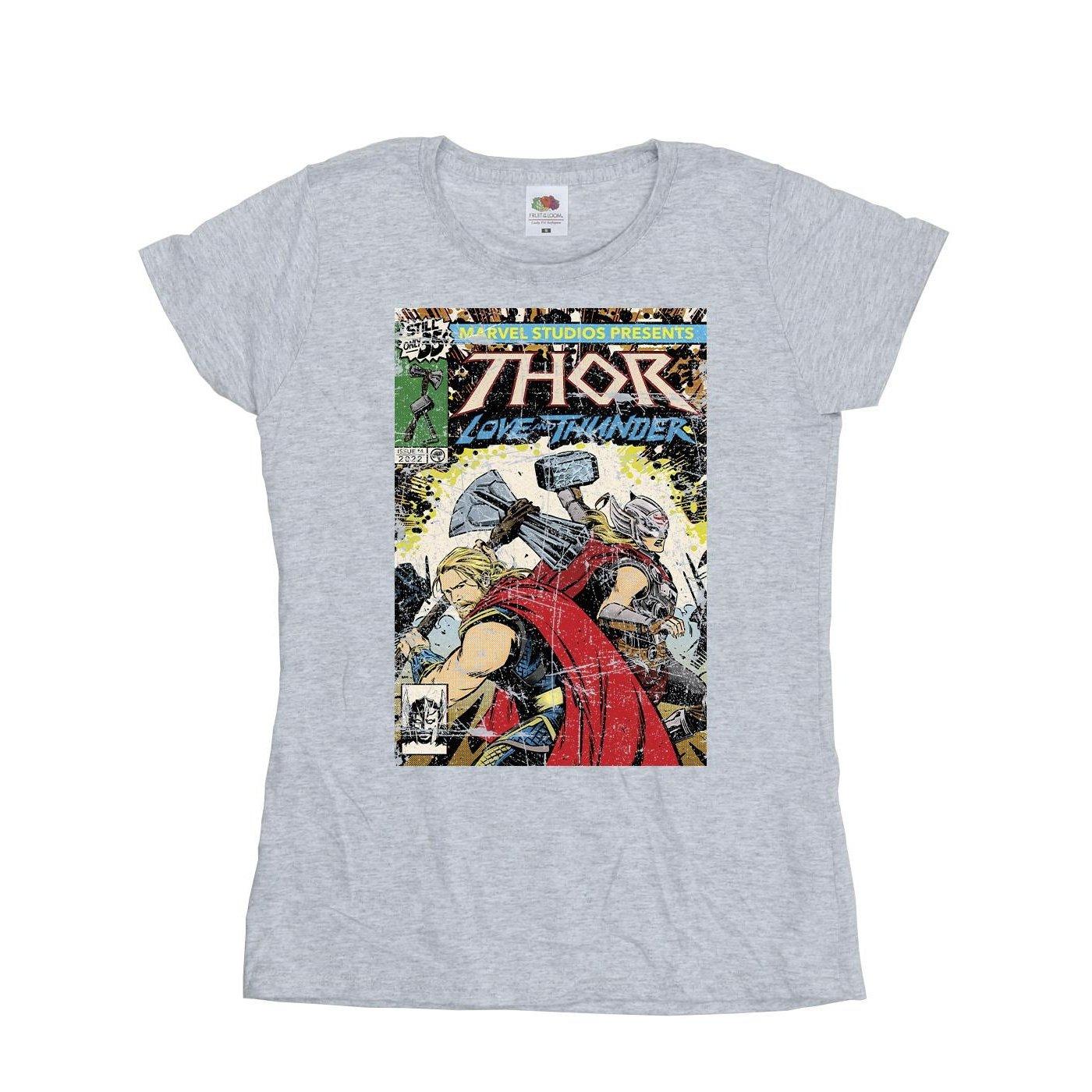Thor Love And Thunder Vintage Poster Tshirt Damen Grau M von MARVEL
