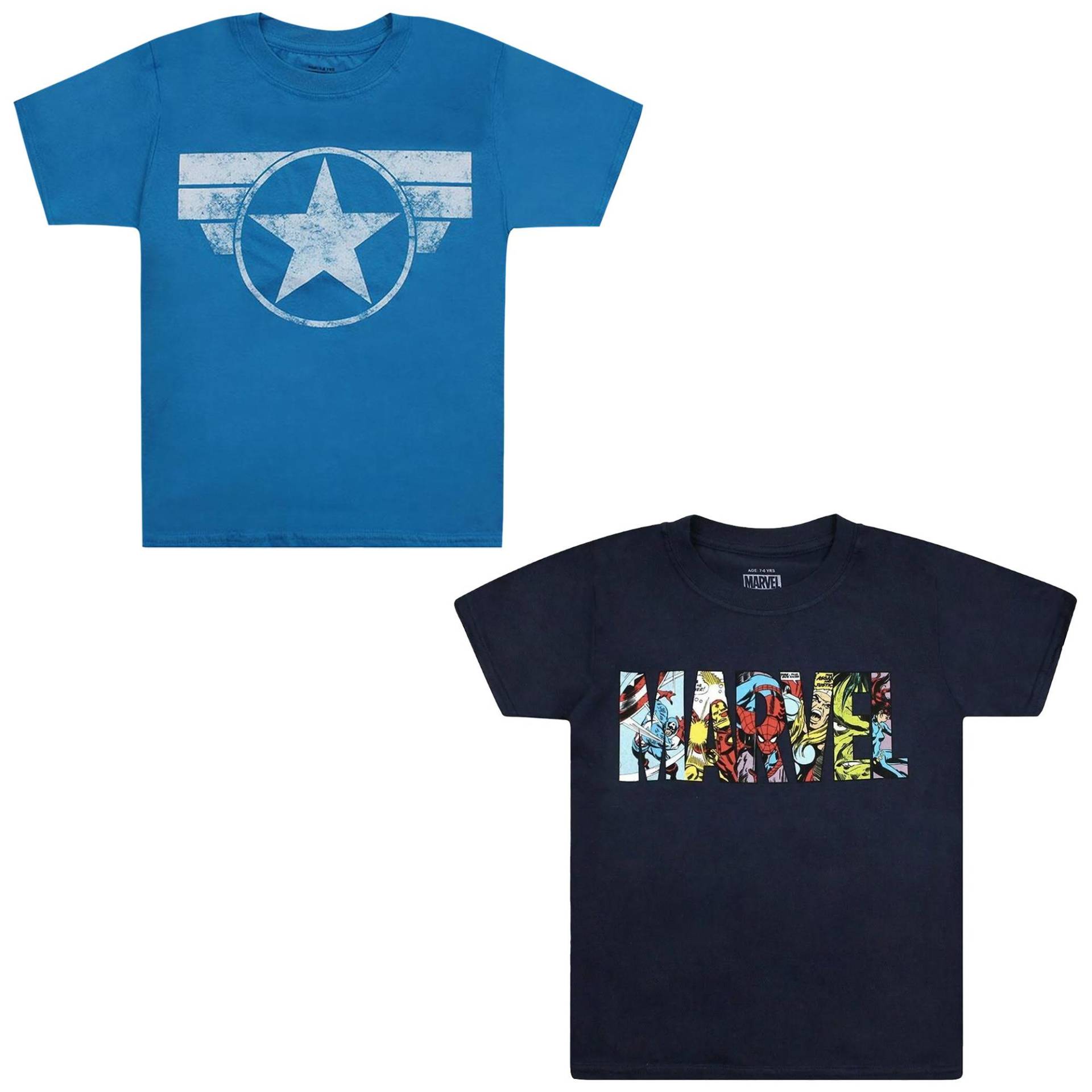 Tshirt (2erpack) Jungen Blau 128 von MARVEL