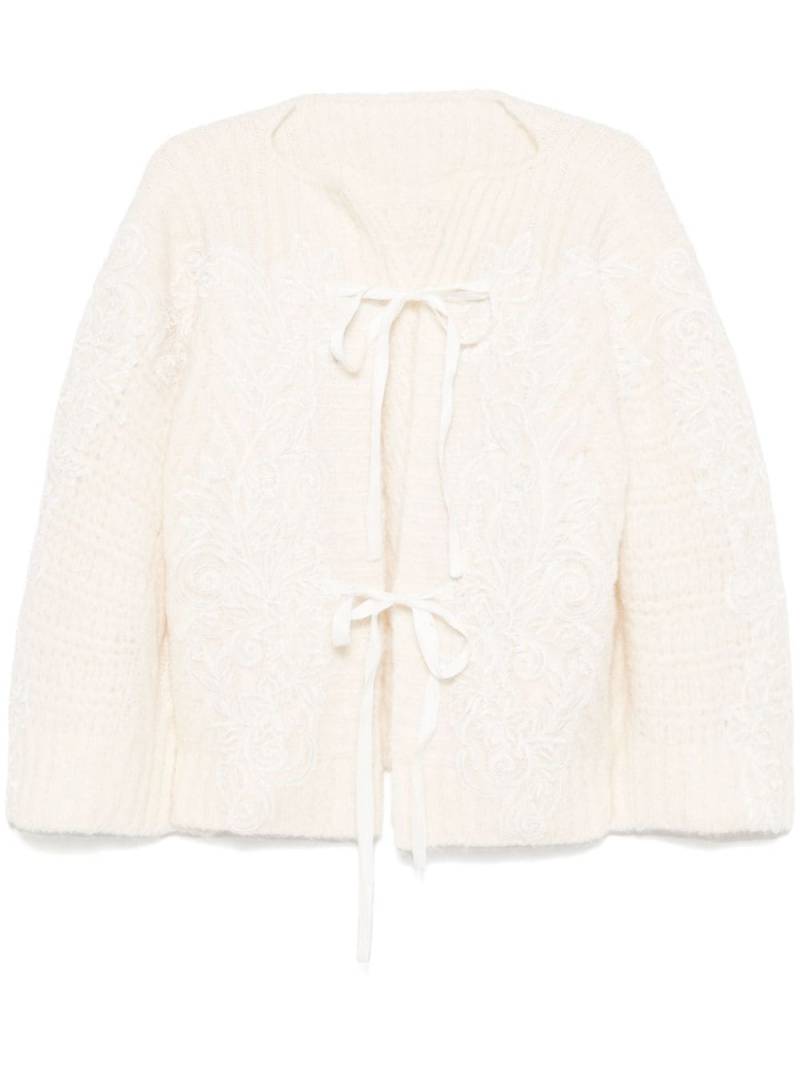 MAURIZIO MYKONOS floral lace-appliqué cardigan - Neutrals von MAURIZIO MYKONOS