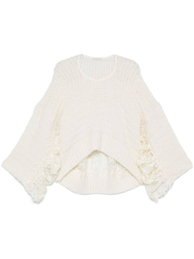 MAURIZIO MYKONOS floral lace-appliqué sweater - Neutrals von MAURIZIO MYKONOS