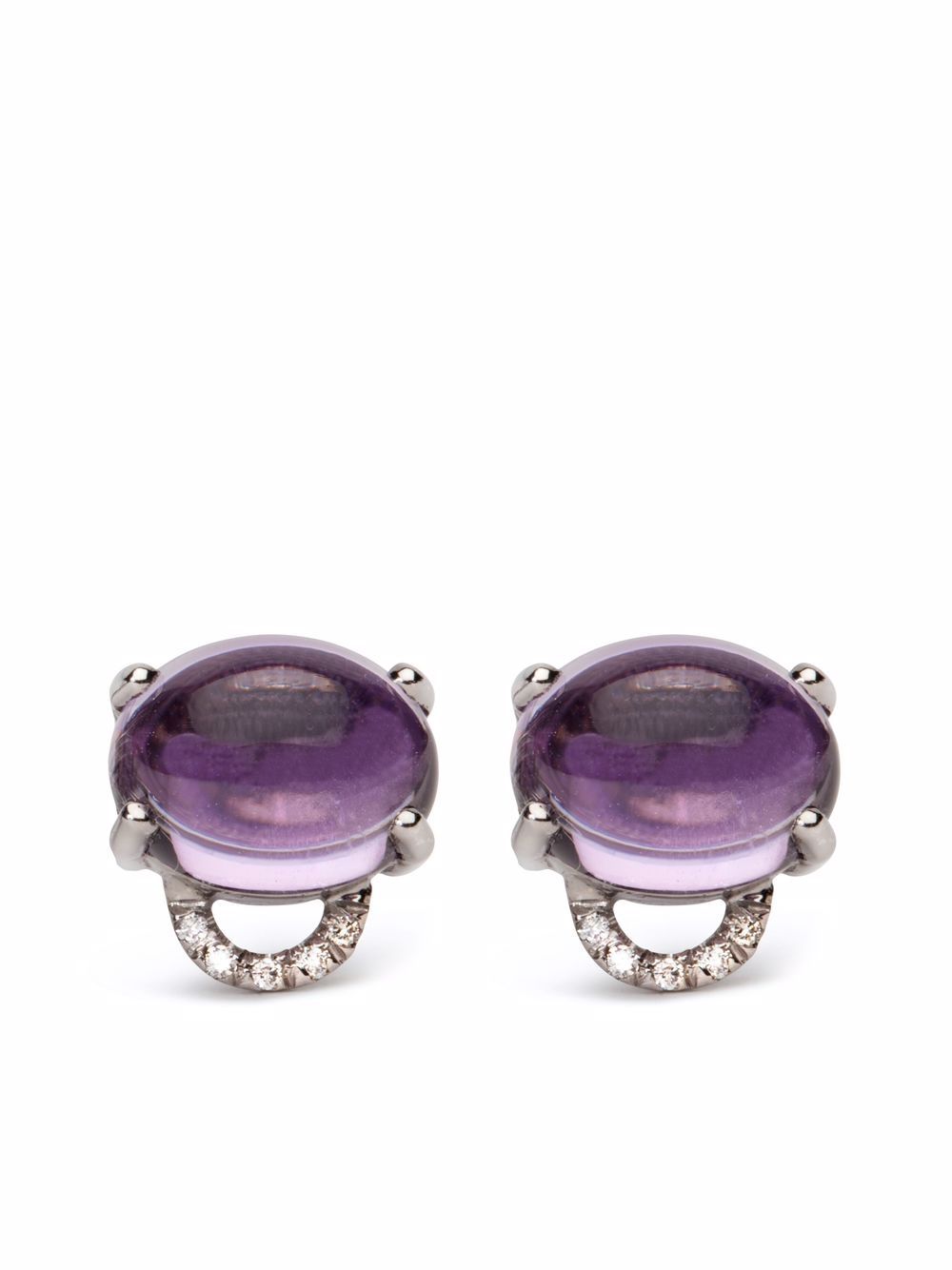 MAVIADA 18kt white gold Marmaris amethyst diamond stud earrings - Silver von MAVIADA