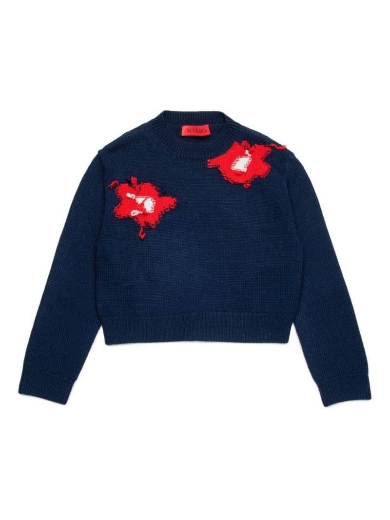 MAX&Co. Kids embroidered ribbed-knit jumper - Blue von MAX&Co. Kids