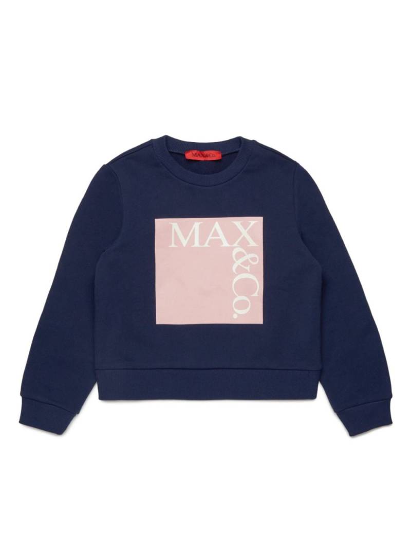 MAX&Co. Kids logo-stamp cotton sweatshirt - Blue von MAX&Co. Kids