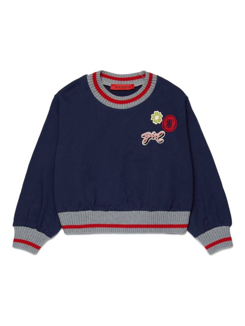 MAX&Co. Kids patch-detail cotton sweatshirt - Blue von MAX&Co. Kids