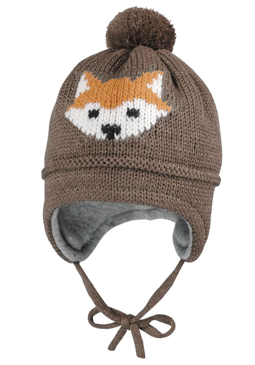 MAXIMO Strickmütze, mit Fuchsmotiv mit Pompon und Bindeband MAXIMO Strickmütze, mit Fuchsmotiv mit Pompon und Bindeband von MAXIMO