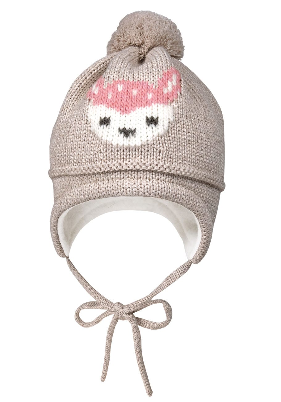 MAXIMO Strickmütze, mit Reh Motiv mit Pompon und Bindeband MAXIMO Strickmütze, mit Reh Motiv mit Pompon und Bindeband von MAXIMO