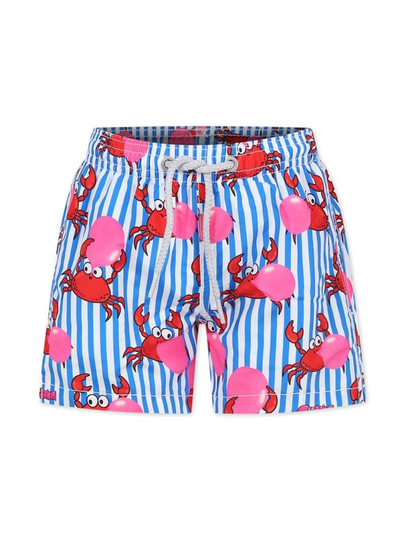 MC2 Saint Barth Kids Big Babol-print striped swim shorts - Blue von MC2 Saint Barth Kids