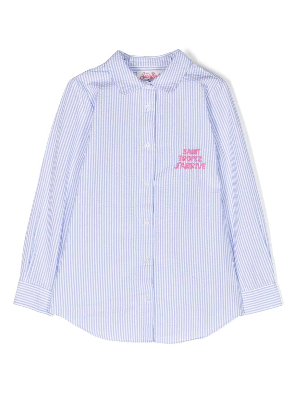 MC2 Saint Barth Kids Mini Brigitte striped cotton shirt - Blue von MC2 Saint Barth Kids