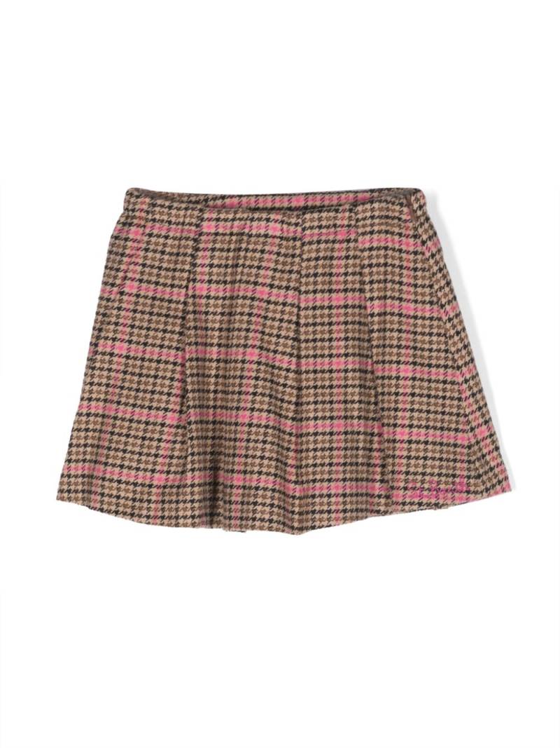 MC2 Saint Barth Kids dogtooth-pattern pleated miniskirt - Brown von MC2 Saint Barth Kids