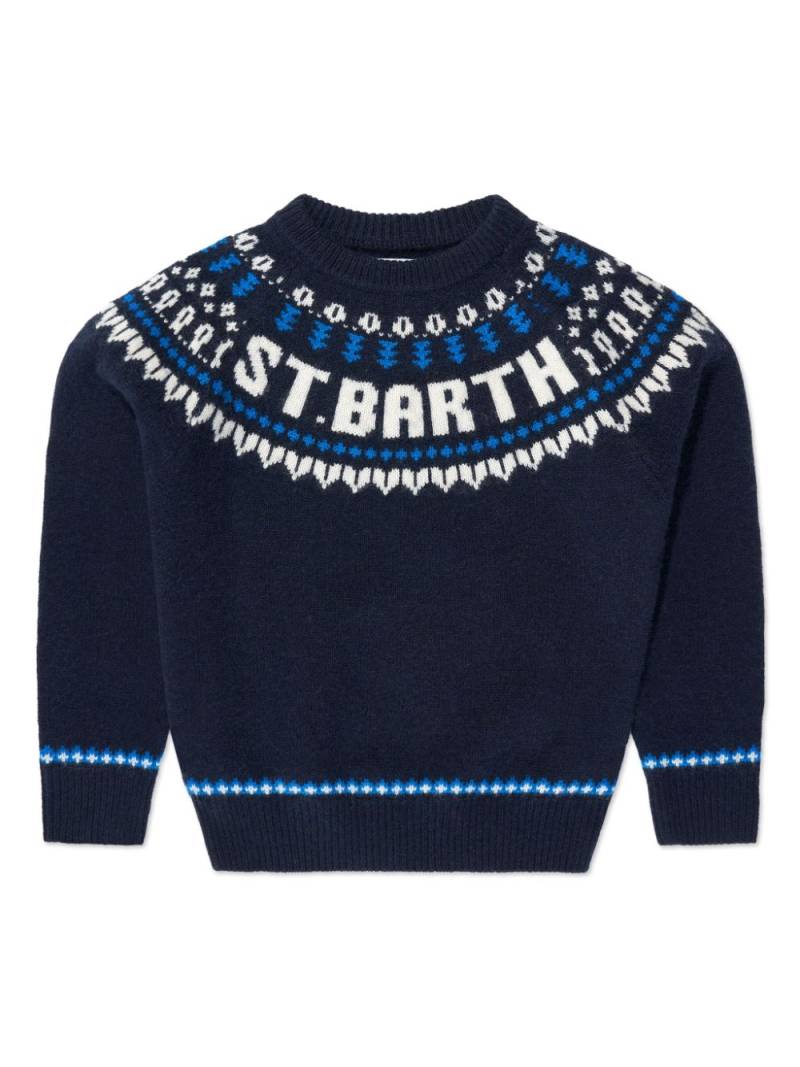 MC2 Saint Barth Kids fair isle-knit crew-neck jumper - Blue von MC2 Saint Barth Kids