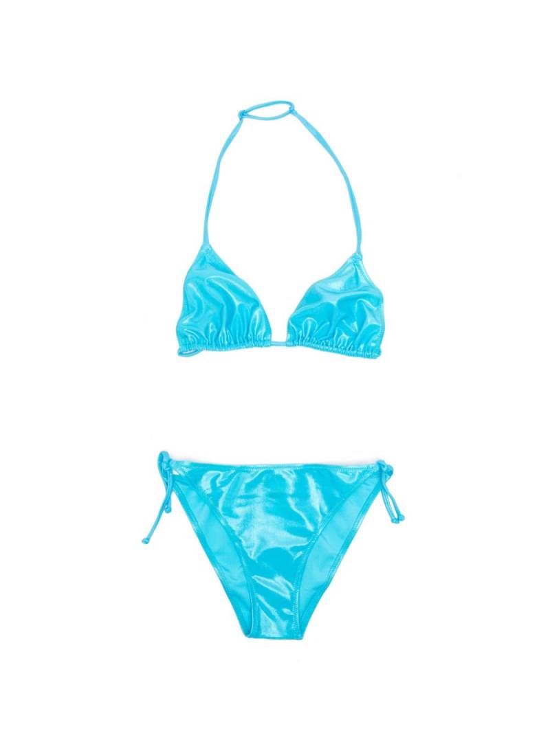 MC2 Saint Barth Kids lamé triangle bikini - Blue von MC2 Saint Barth Kids