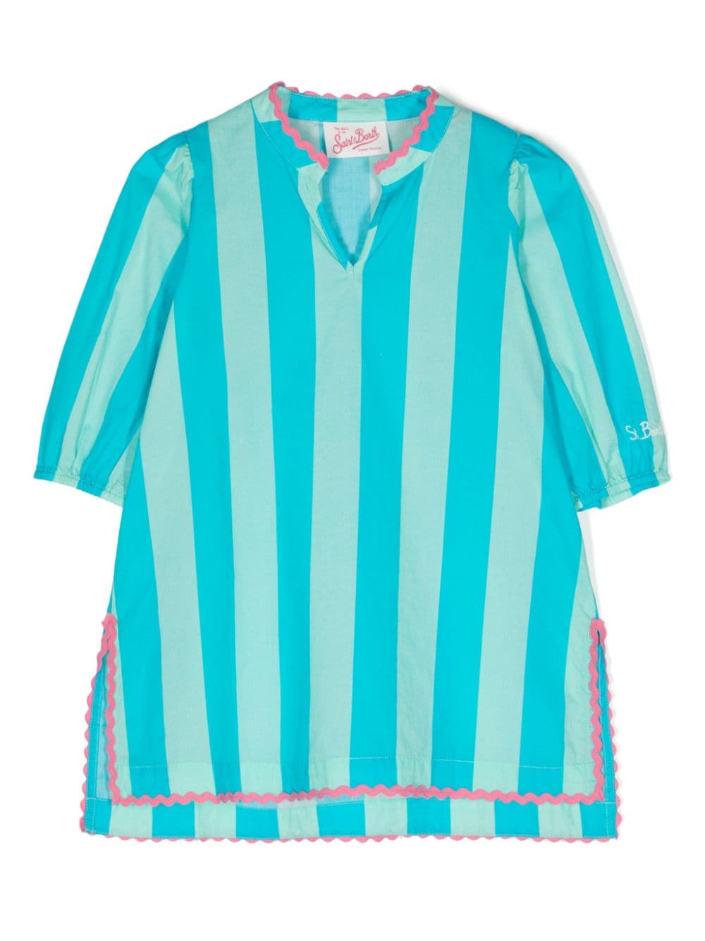 MC2 Saint Barth Kids logo-embroidered cotton dress - Blue von MC2 Saint Barth Kids