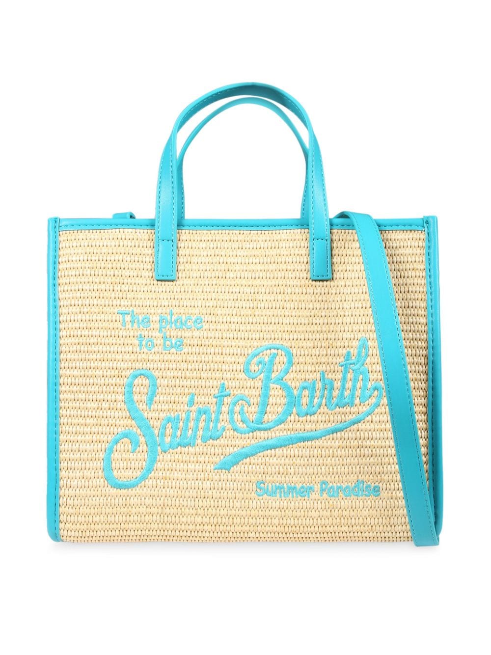 MC2 Saint Barth Kids logo-embroidered interwoven beach bag - Neutrals von MC2 Saint Barth Kids