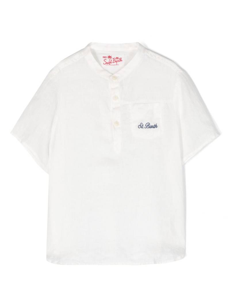 MC2 Saint Barth Kids logo-embroidered linen shirt - White von MC2 Saint Barth Kids