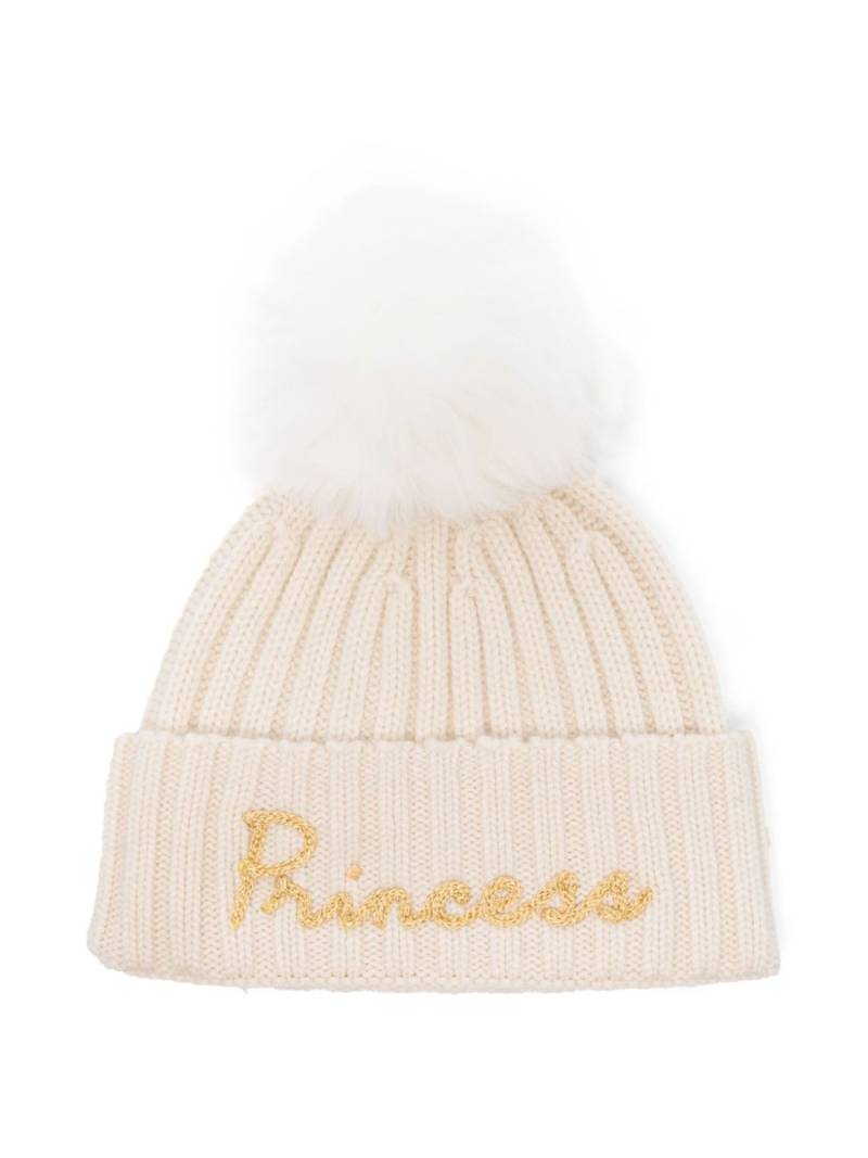 MC2 Saint Barth Kids logo-embroidered pompom beanie - Neutrals von MC2 Saint Barth Kids