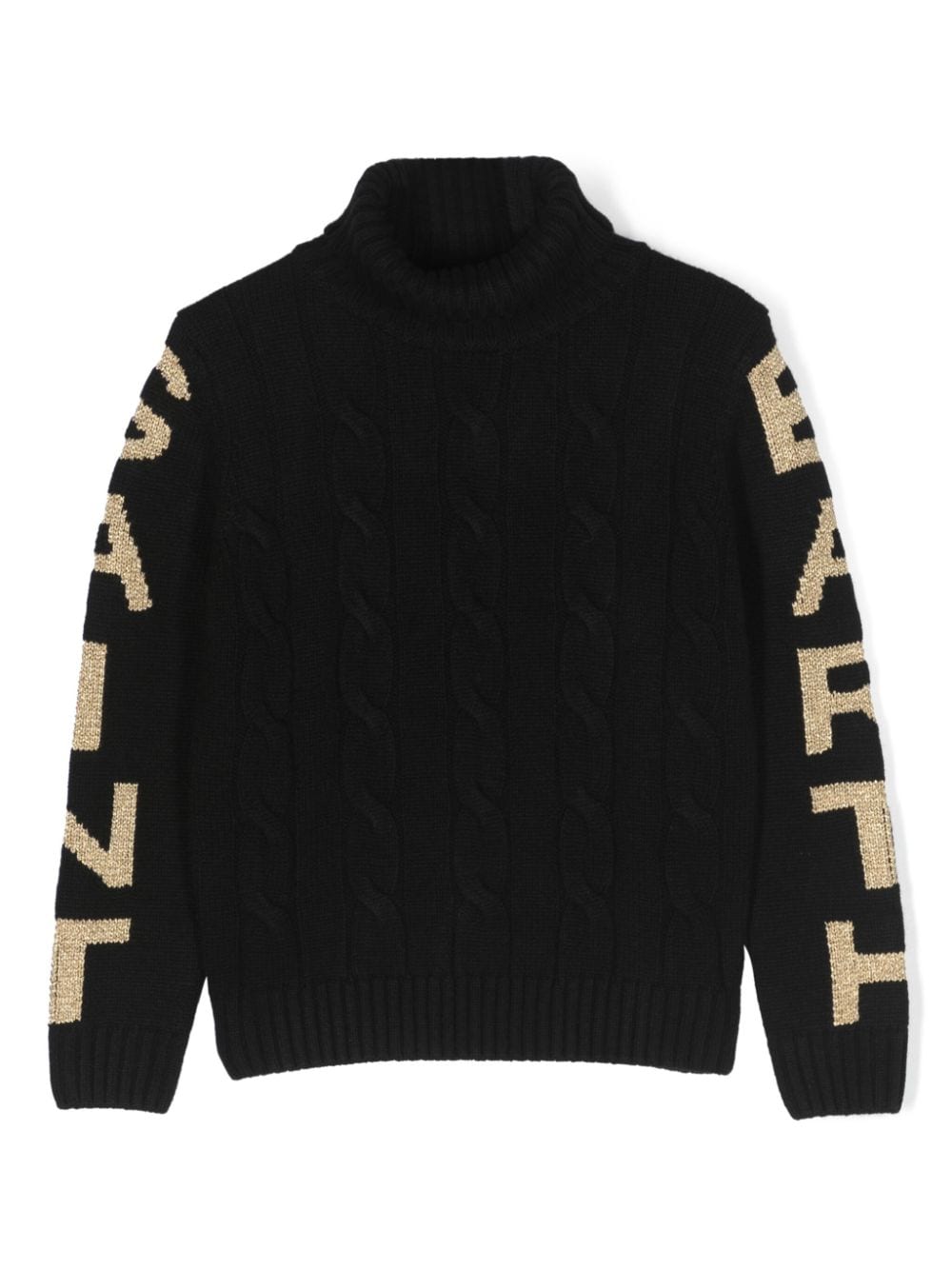 MC2 Saint Barth Kids logo-intarsia cable-knit jumper - Black von MC2 Saint Barth Kids