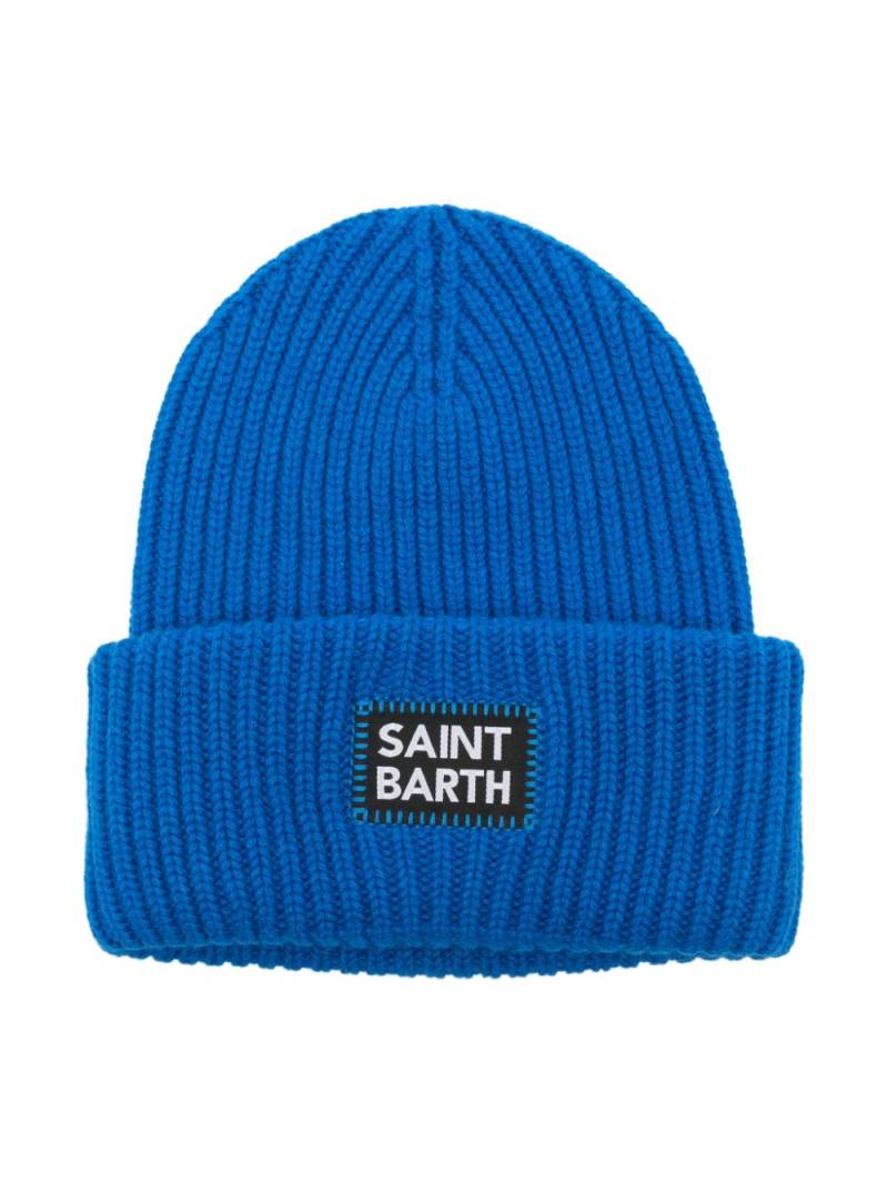 MC2 Saint Barth Kids logo-patch beanie - Blue von MC2 Saint Barth Kids