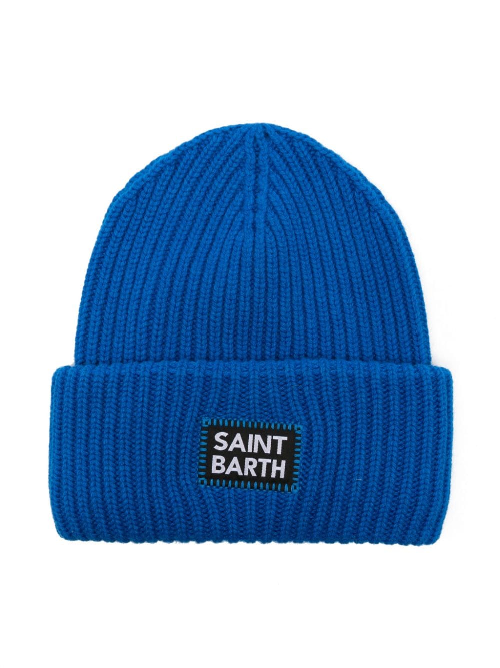 MC2 Saint Barth Kids logo-patch ribbed beanie - Blue von MC2 Saint Barth Kids