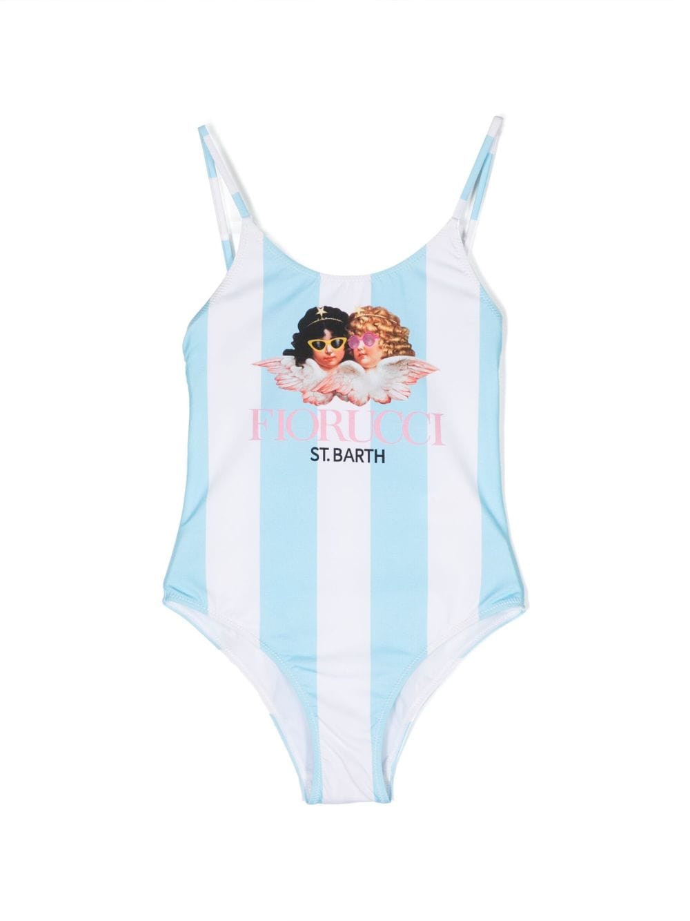 MC2 Saint Barth Kids logo-print striped swimsuit - Blue von MC2 Saint Barth Kids