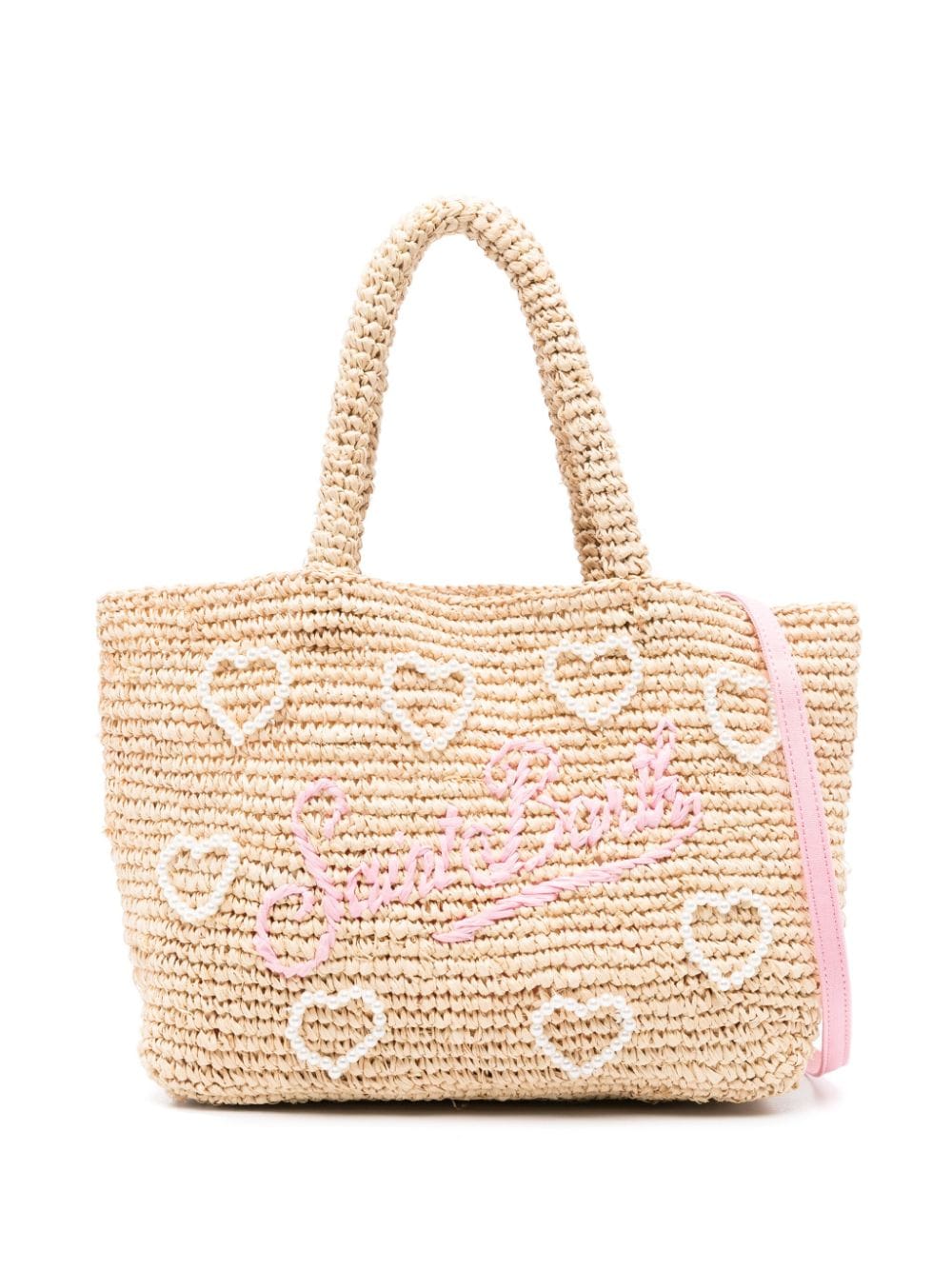 MC2 Saint Barth Kids medium logo-embroidered raffia bag - Neutrals von MC2 Saint Barth Kids