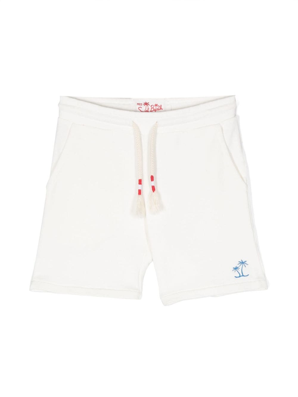 MC2 Saint Barth Kids palm tree-embroidered cotton shorts - White von MC2 Saint Barth Kids