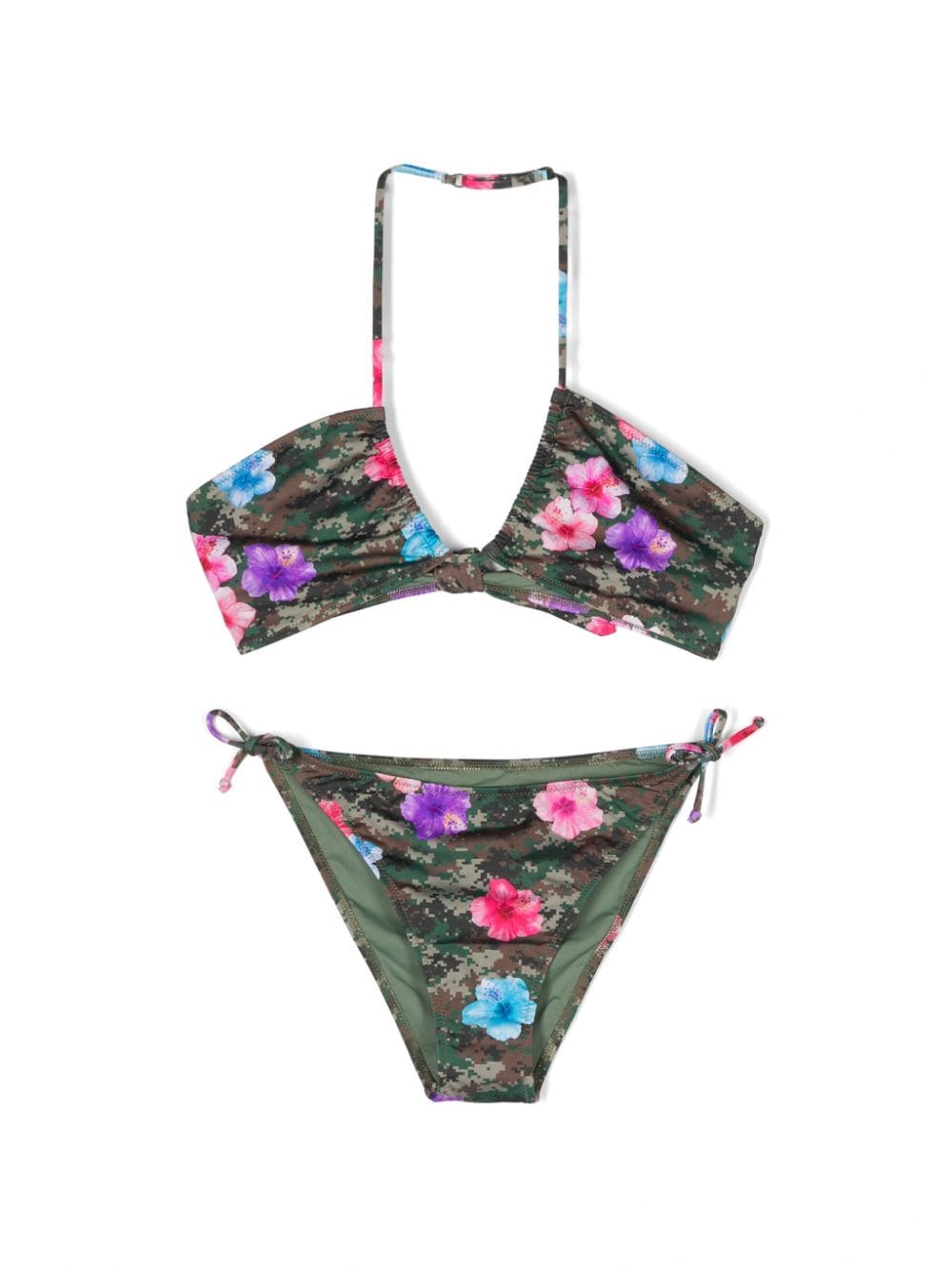 MC2 Saint Barth Kids pixeled-cargo floral bikini - Green von MC2 Saint Barth Kids