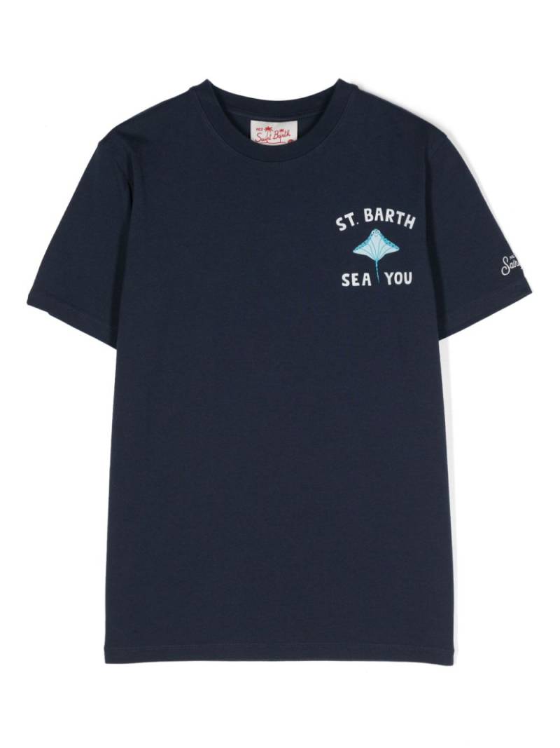 MC2 Saint Barth Kids stingray-print cotton T-shirt - Blue von MC2 Saint Barth Kids