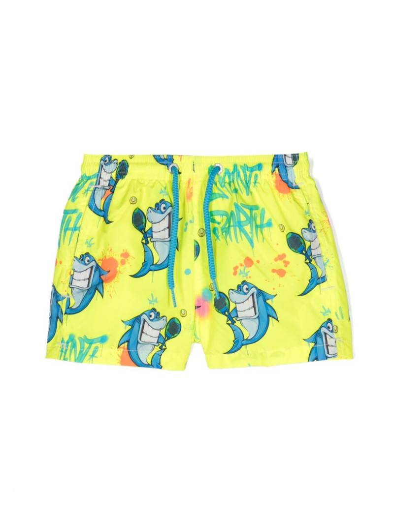 MC2 Saint Barth Kids x Crypto Puppets Ready to Smile swim shorts - Yellow von MC2 Saint Barth Kids