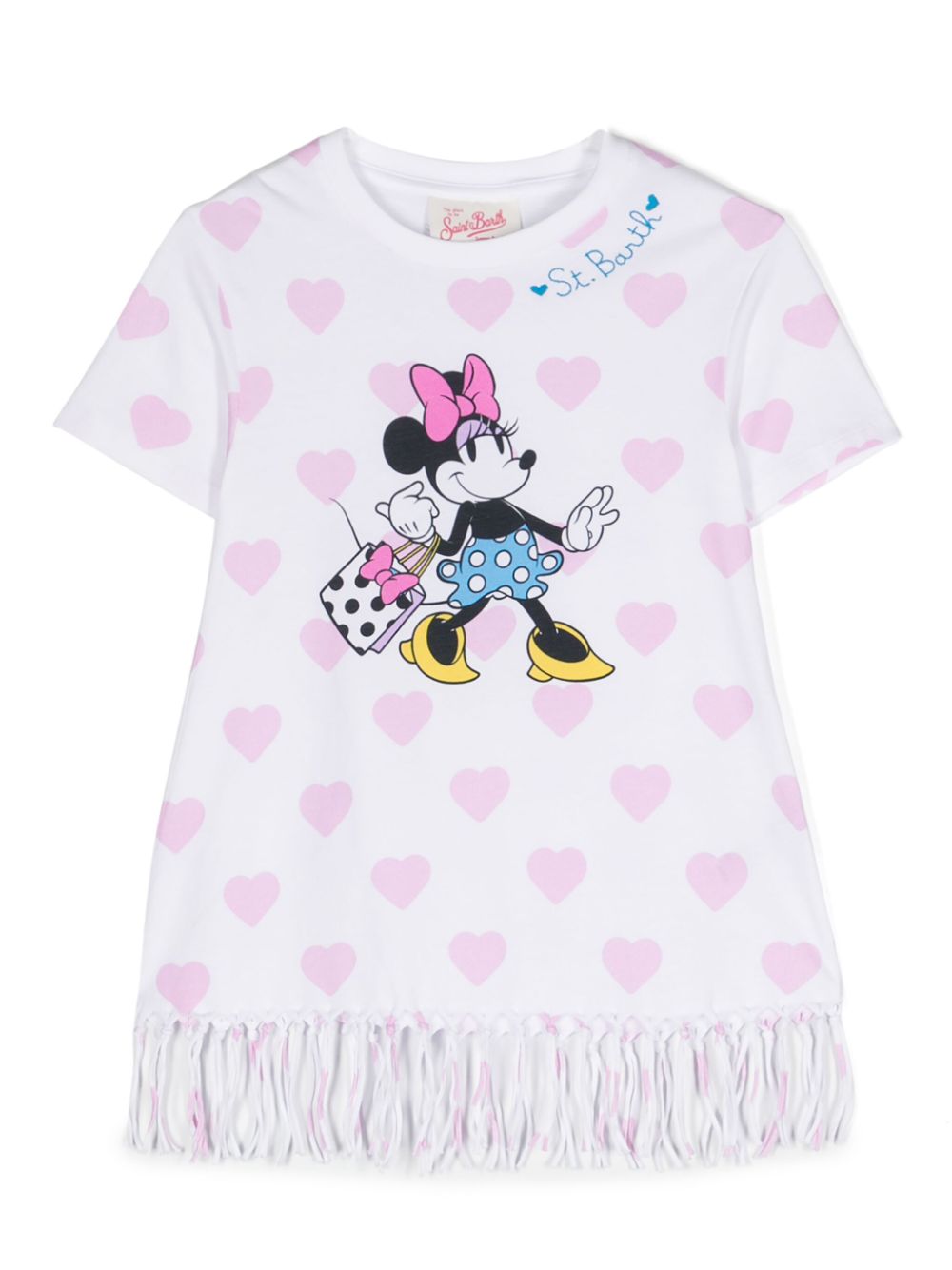 MC2 Saint Barth Kids x Disney Minnie Hearts cotton dress - White von MC2 Saint Barth Kids