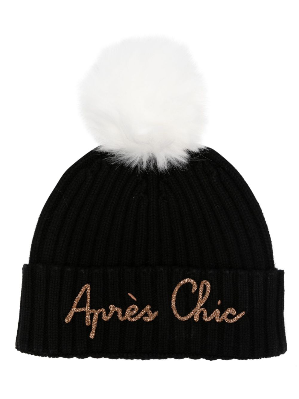 MC2 Saint Barth Aprés Chic-embroidered ribbed-knit beanie - Black von MC2 Saint Barth