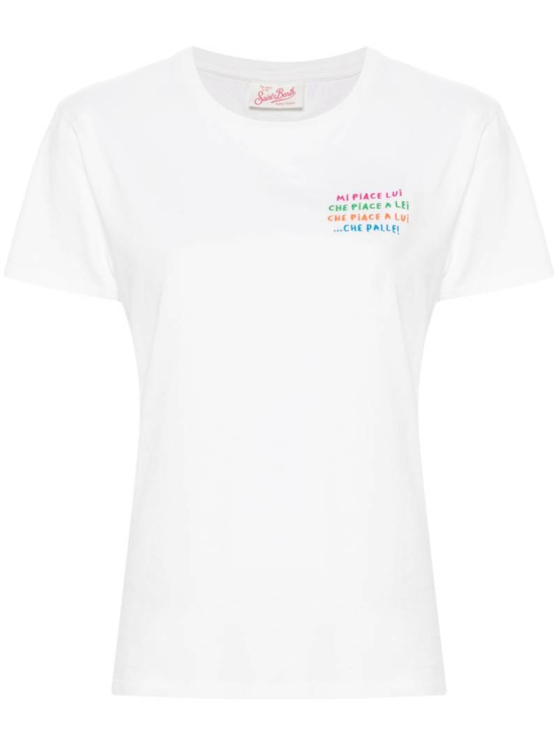 MC2 Saint Barth Emilie slogan-embroidered T-shirt - White von MC2 Saint Barth