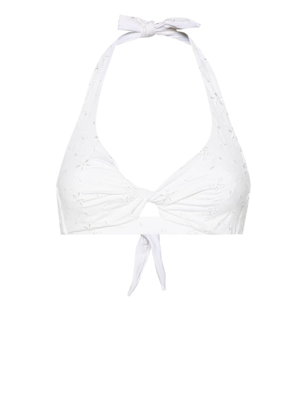 MC2 Saint Barth Tristan floral-embroidered bikini top - White von MC2 Saint Barth