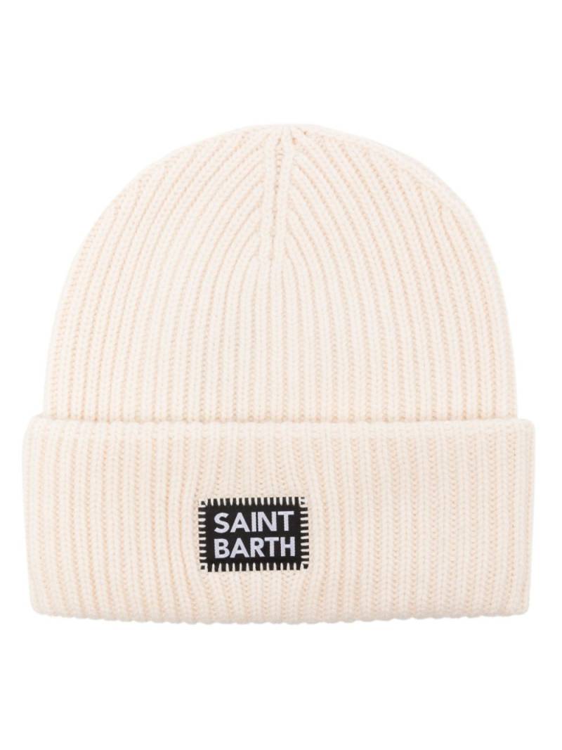 MC2 Saint Barth logo-patch ribbed beanie - Neutrals von MC2 Saint Barth