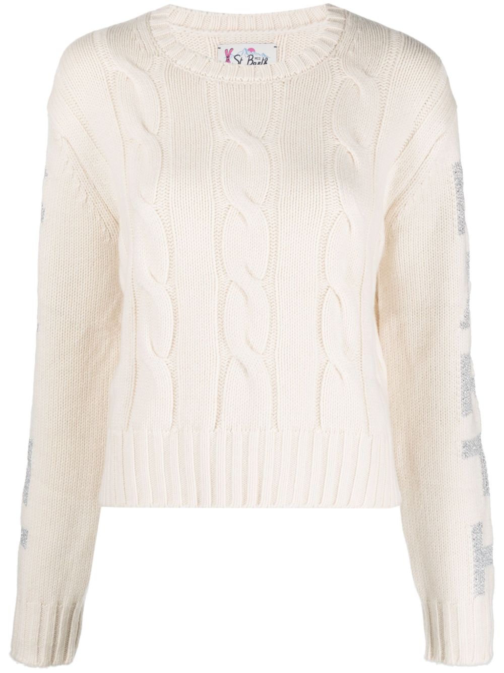 MC2 Saint Barth logo-print cable-knit jumper - Neutrals von MC2 Saint Barth