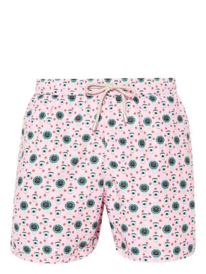 MC2 Saint Barth watch coffee-print swim shorts - Pink von MC2 Saint Barth