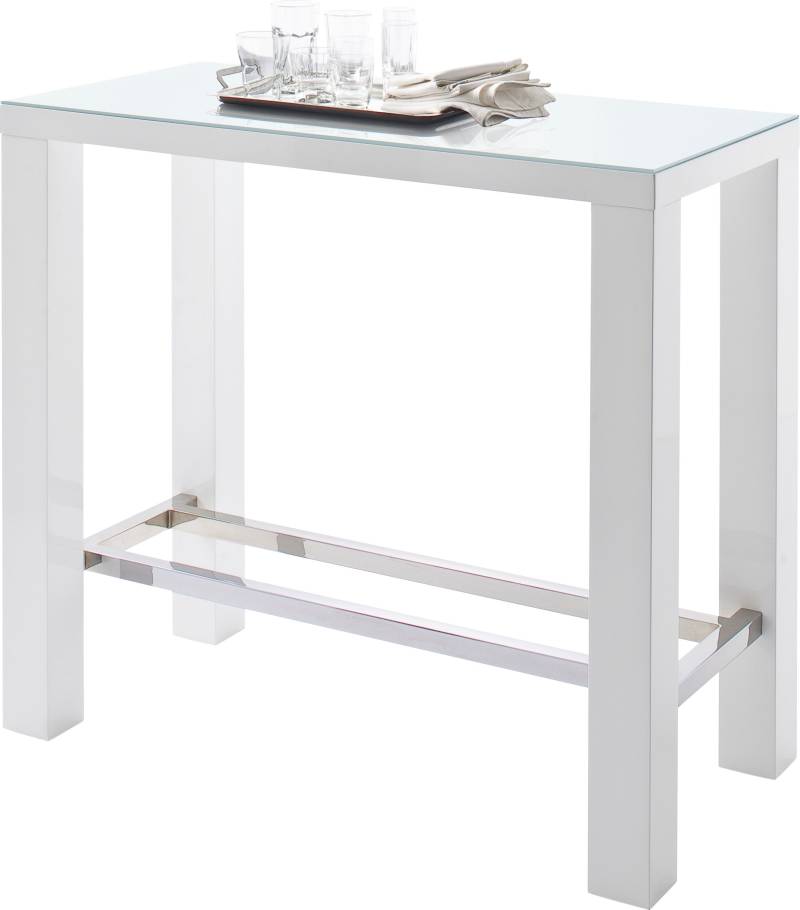 MCA furniture Bartisch »Jam«, Bartisch weiss hochglanz, Küchentisch, Stehtisch mit Sicherheitsglas von MCA furniture