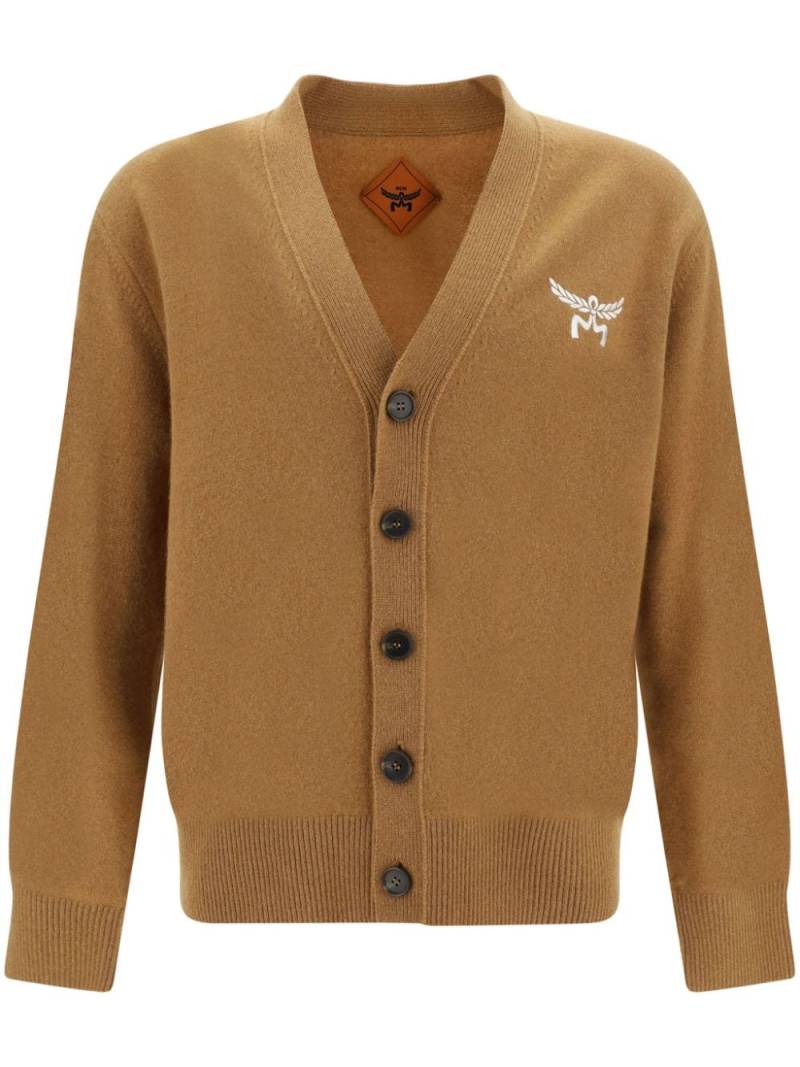 MCM embroidered logo v-neck cardigan - Brown von MCM