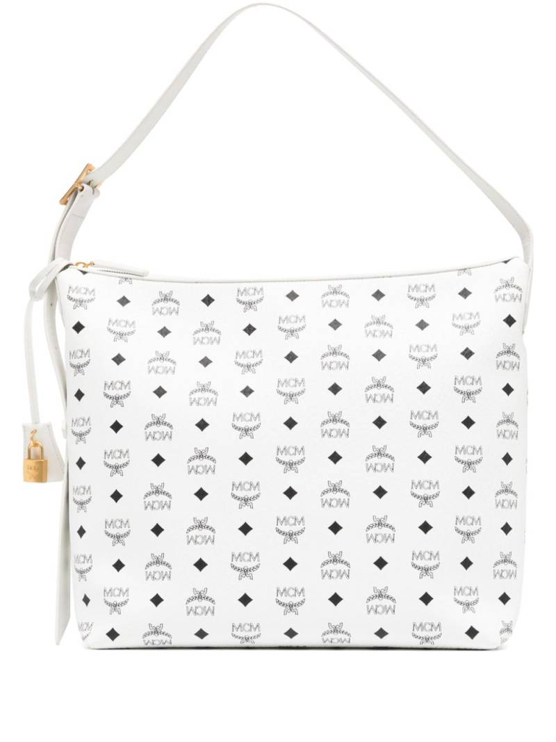 MCM large Aren Visetos-print leather shoulder bag - White von MCM